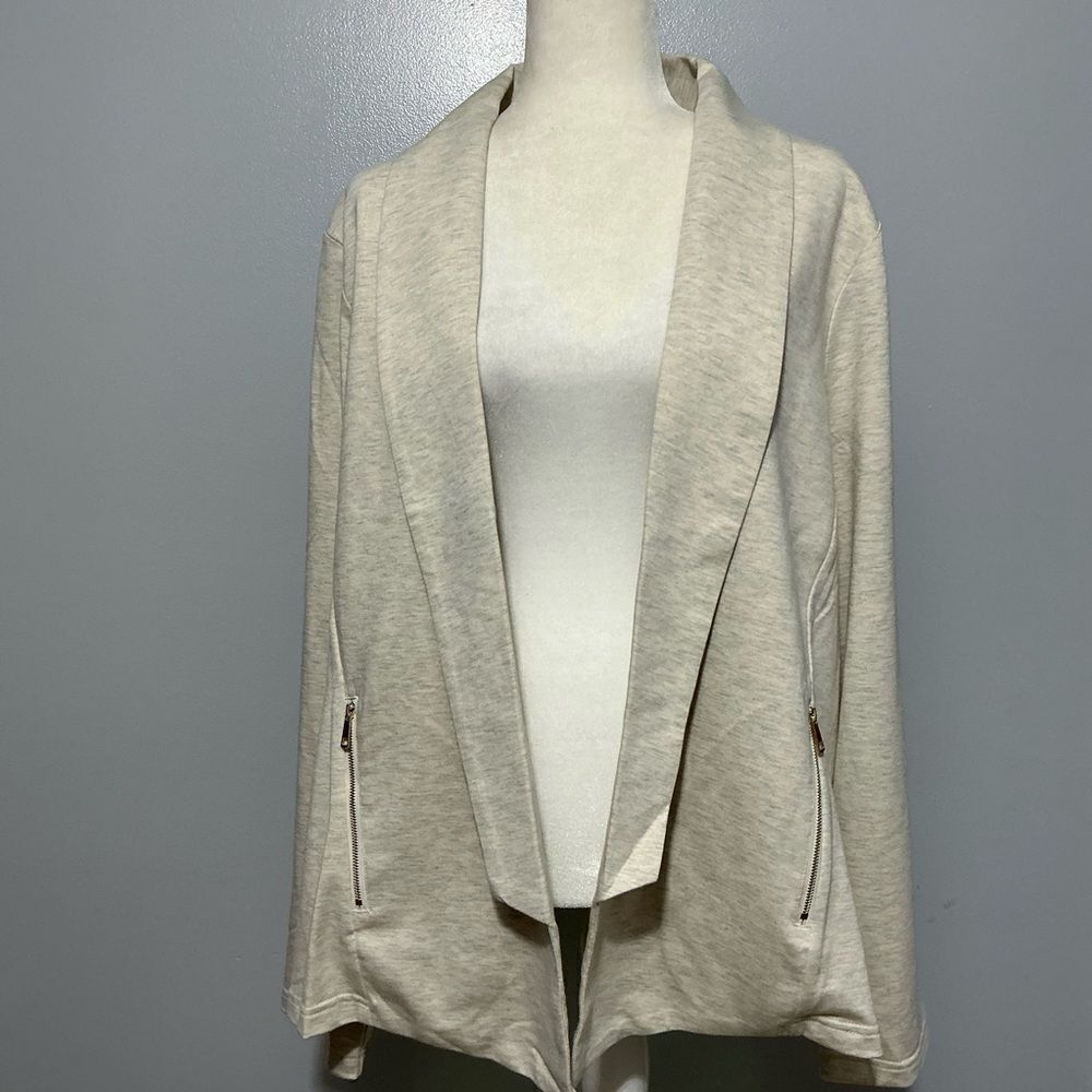 Tart Collections Heathered Oatmeal Front Shawl Collar Jacket Size 4X